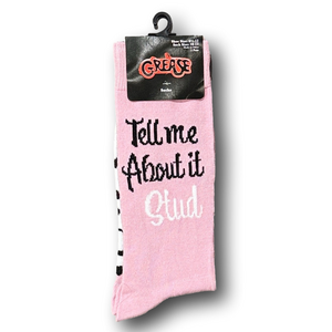 3/$20 Grease Pink Ladies "Tell Me About It Stud" Funny Novelty Crew Socks - NWT